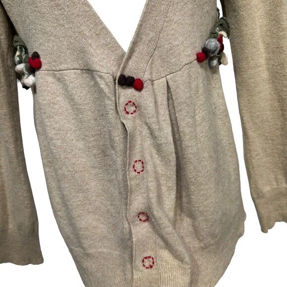 Anthropologie Sleeping on Snow Floral Applique Wrap Knit Cardigan Size M - Picture 2 of 6